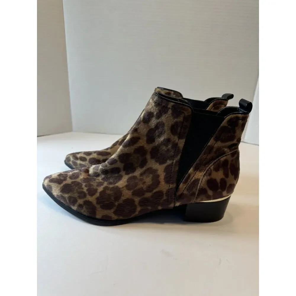 New Nine West womens natural Multi Cabrie Cheetah Animal print bootie‎ Sz 8M